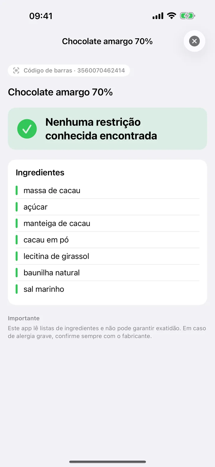 Nenhuma restrição conhecida encontrada